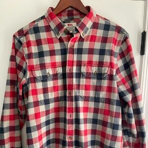 Fjallraven Skog Slim Fit Plaid Sport Shirt - Men's Size M - Red, Blue & Cream